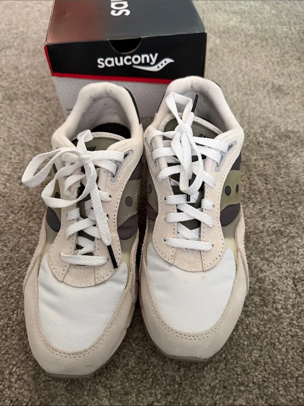 Saucony White, dark white Shadow 6000 Athletic Sneakers